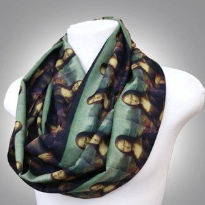 Mona Lisa painting infinity scarf for art lover